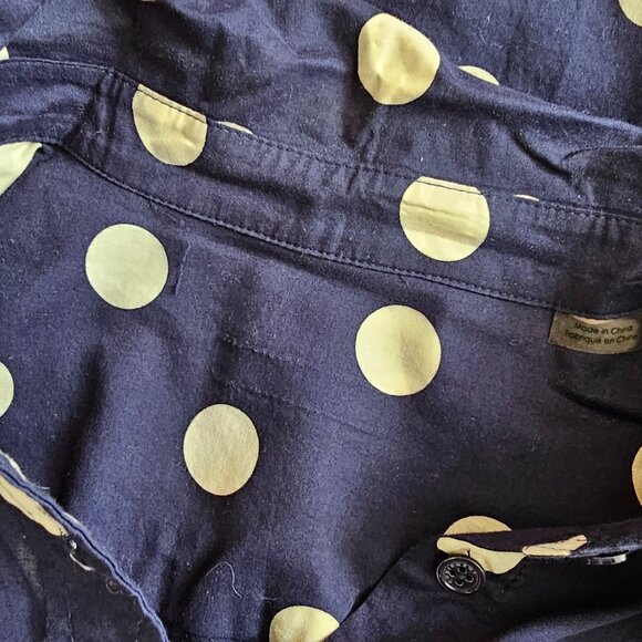 Gap New Tailored Print Shirt 100% Cotton Navy Polka Dot High-Low Button Up M - Picture 7 of 9